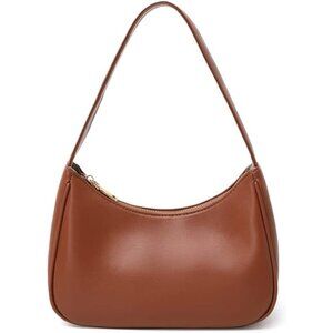 Women Brown Imported Polyester Pu Leather Zipper Closure Cute Mini Tote Handbag